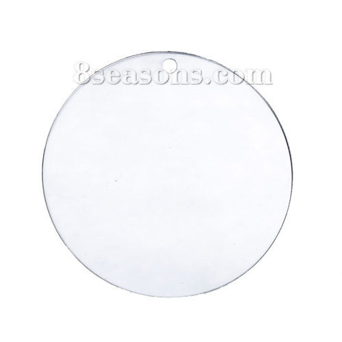 Picture of 304 Stainless Steel Pendants Round Silver Tone Blank Stamping Tags One Side 5.4cm Dia., 3 PCs