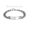 Immagine di 304 Acciaio Inossidabile Bar Vuoto Braccialetti Rettangolo Tono Argento Modifiche in bianco di timbratura Un Lato 22cm Lunghezza, 1 Pz