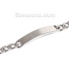 Immagine di 304 Acciaio Inossidabile Bar Vuoto Braccialetti Rettangolo Tono Argento Modifiche in bianco di timbratura Un Lato 22cm Lunghezza, 1 Pz
