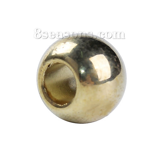 Picture of CCB Plastic European Style Large Hole Charm Beads Round Golden About 10mm Dia, Hole: Approx 4.7mm, 200 PCs