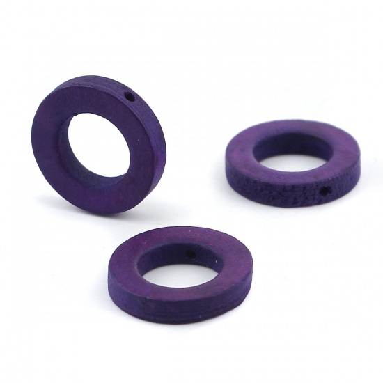 Picture of Wood Spacer Beads Circle Ring Purple About 20mm Dia, Hole: Approx 1.7mm, 50 PCs