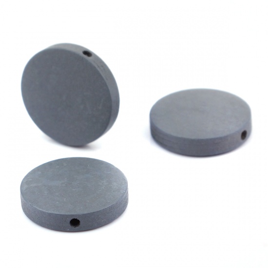 Picture of Wood Spacer Beads Flat Round Gray About 20mm Dia, Hole: Approx 1.8mm, 50 PCs