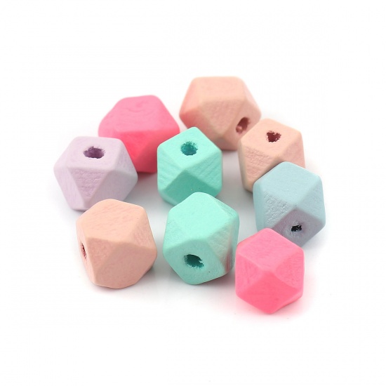 Picture of Wood Spacer Beads Square At Random Faceted 10mm x 10mm, Hole: Approx 2.6mm, 30 PCs