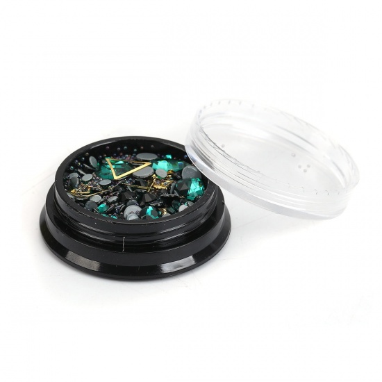 Picture of Mixed Resin Jewelry Tools Round Dark Green At Random 4cm(1 5/8") Dia., 1 Set