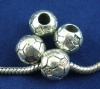 Bild von Zinklegierung ( European Stil Großlochperlen Antiksilber Fußball 11mm x 10mm, Loch: Ca. 4.6mm, 15 Stück