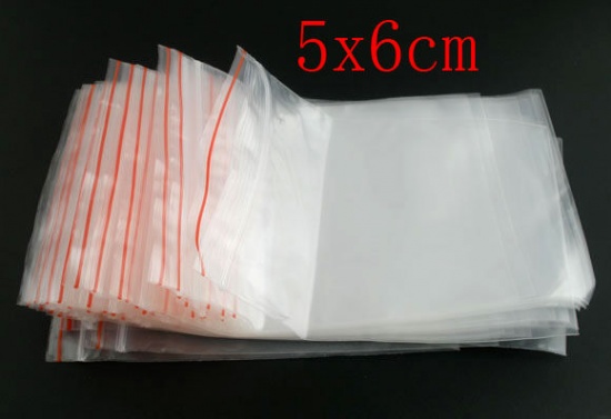 プラスチック製 ジッパー式ポリ袋 長方形 透明 (使用可能なスペース：6cm x 5cm) 7cm x 5cm、 500 PCs の画像