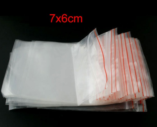 プラスチック製 ジッパー式ポリ袋 長方形 透明 (使用可能なスペース：7cm x 6cm)8cm x 6cm、 500 PCs の画像