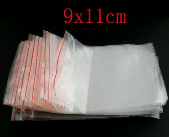 Image de Sachet Pochette à Fermeture Zip en Plastique Rectangle Transparent (Espace Utilisable: 12cm x 9cm) 13.5cm x 9cm, 500 PCs
