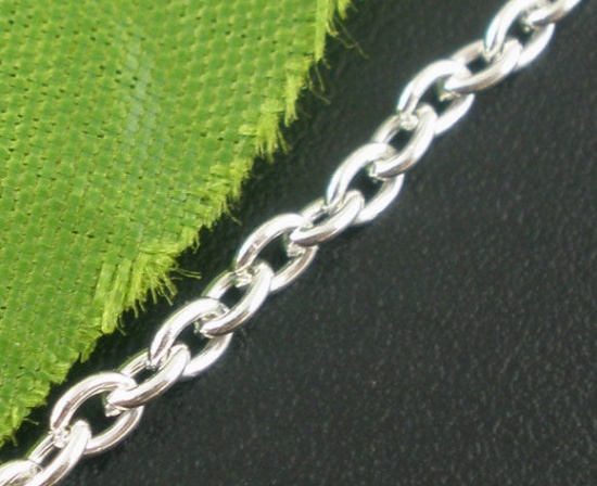 Picture of Alloy Link Cable Chain Findings Silver Plated 3x2mm(1/8"x1/8"), 10 M
