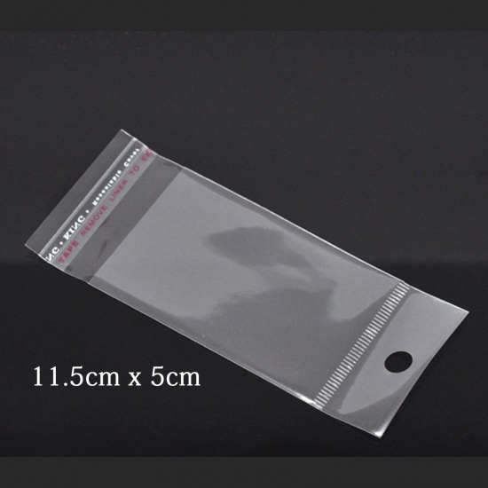 プラスチック製 接着ポリ袋 長方形 透明 11.5cm x 5cm(使用可能なスペース:7x5cm)、 200 PCs の画像
