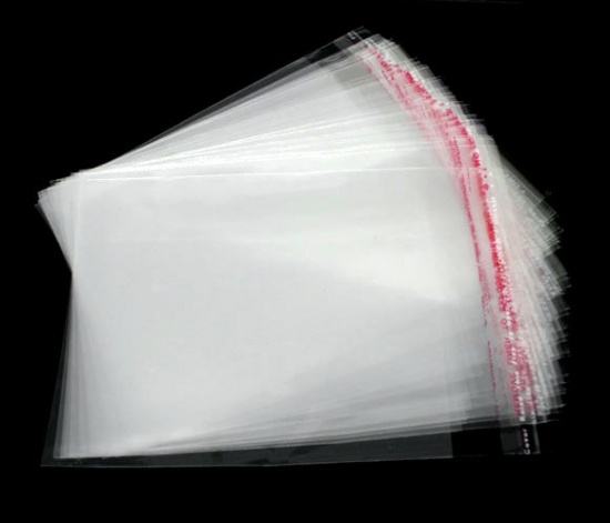 Image de Sachet Pochette Autocollant en Plastique Rectangle Transparent (Espace Utilisable: 10x9cm) 12cm x 9cm, 200 PCs