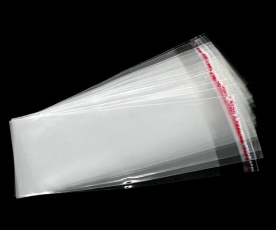 Image de Sachet Pochette Autocollant en Plastique Rectangle Transparent (Espace Utilisable: 11x5cm) 14cm x 5cm, 200 PCs