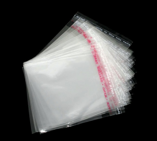 Image de Sachet Pochette Autocollant en Plastique Rectangle Transparent (Espace Utilisable: 6x5cm) 7cm x 6cm, 200 PCs