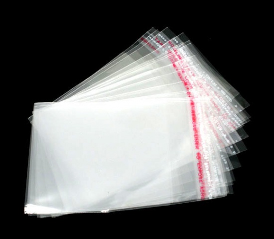 Image de Sachet Pochette Autocollant en Plastique Rectangle Transparent (Espace Utilisable: 7x6cm) 9cm x 6cm, 200 PCs