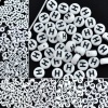 Picture of Acrylic Spacer Beads Round White Alphabet/ Letter "A" About 7mm Dia, Hole: Approx 1mm, 500 PCs