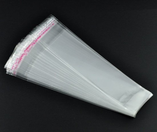 プラスチック製 接着ポリ袋 長方形 透明 16cm x 3.5cm(使用可能なスペース:13.5x3.5cm)、 200 PCs の画像