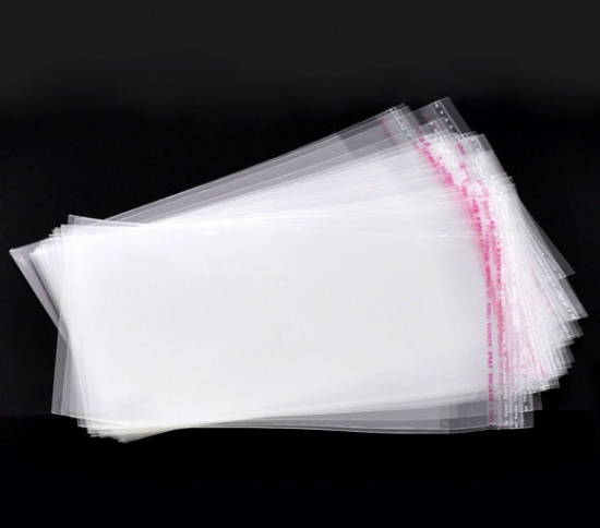 Image de Sachet Pochette Autocollant en Plastique Rectangle Transparent (Espace Utilisable: 13.5x10cm) 16cm x 10cm, 200 PCs