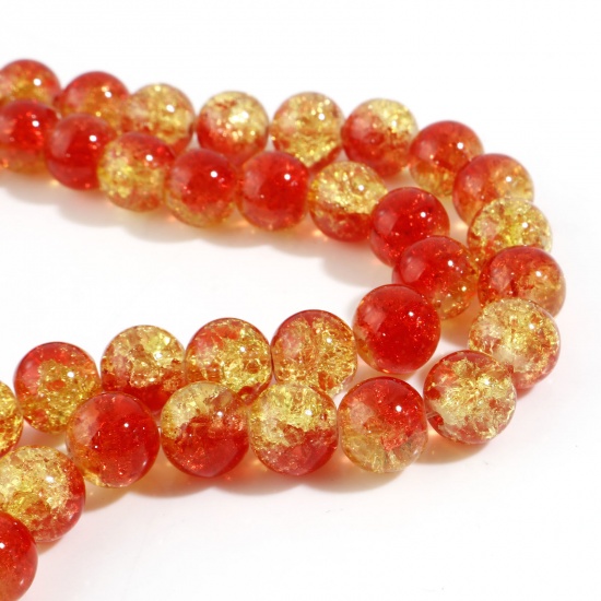 85pcs 10mm Amber Crackle Glass Beads 