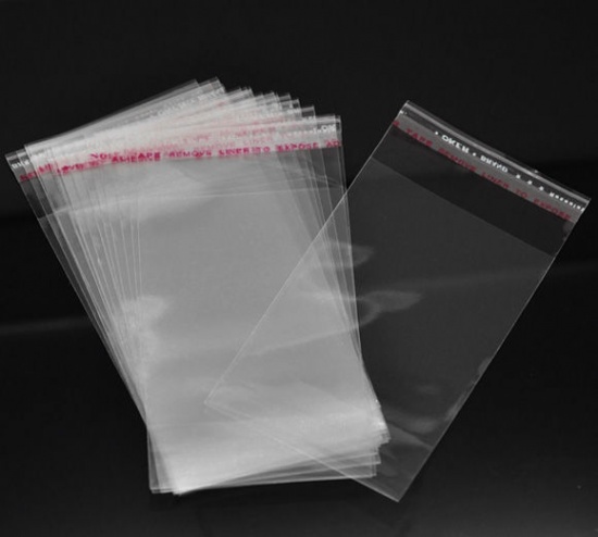 Image de Sachet Pochette Autocollant en Plastique Rectangle Transparent (Espace Utilisable: 9x6cm) 11cm x 6cm, 200 PCs
