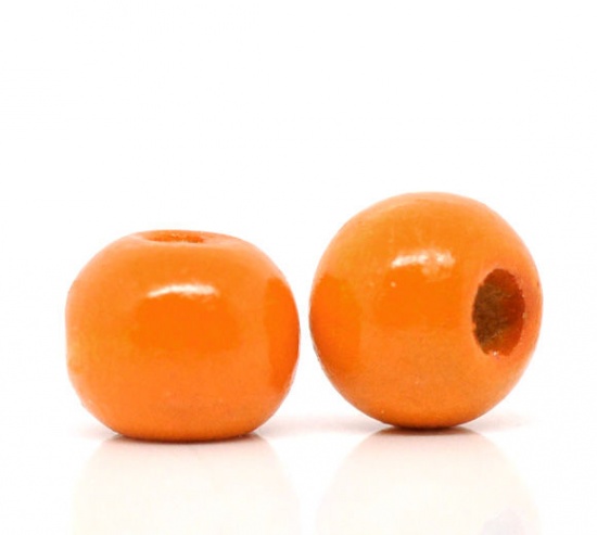 Immagine di Legno Separatori Perline Tondo Arancione Nulla Disegno Circa 10mm x 9mm, Foro: Circa 3mm, 200 Pz
