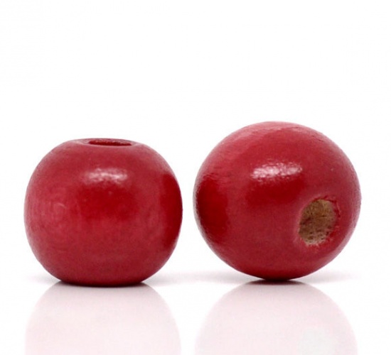 Immagine di Legno Separatori Perline Tondo Rosso Nulla Disegno Circa 10mm x 9mm, Foro: Circa 3mm, 200 Pz