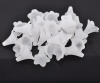 Bild von Acryl Spacer Zwischenperlen Perlen Lilie Blumen Weiß Matt ca 22mm x 22mm Loch:ca 1.8mm 50 Stück