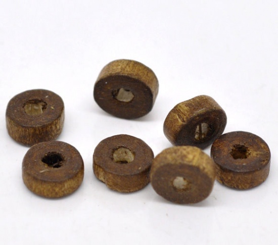 Picture of Coffee Rondelle Wood Spacer Beads 8mm, sold per packet of 1000