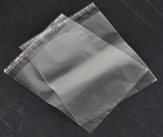 Image de Sachets Autocollantes Auto-Scellants en Plastique Rectangle Transparent (Espace Utilisable: 17.5x16cm) 20cm x 16cm, 100 Pcs