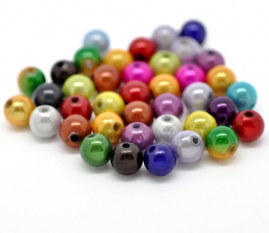 Picture of Acrylic Miracle Illusion Bubblegum Beads Round At Random Pearlized About 8mm Dia, Hole: Approx 2mm, 300 PCs