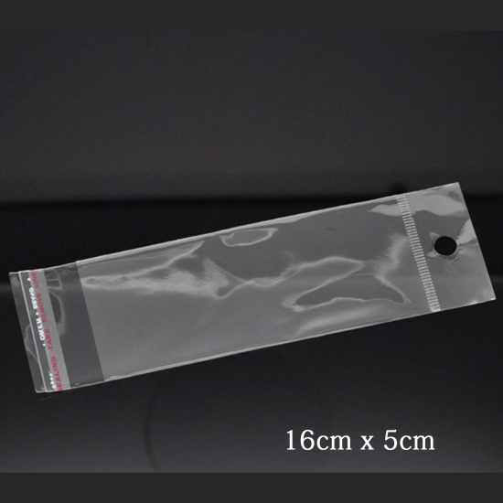 プラスチック製 接着ポリ袋 長方形 透明 (使用可能なスペース：11.5x5cm) 16cm x 5cm、 200 PCs の画像