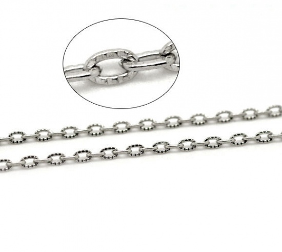 Picture of Iron Based Alloy Open Textured Link Cable Chain Findings Silver Tone 4.5x3mm(1/8"x1/8"), 10 M