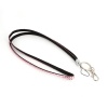 Picture of Pink Acrylic Rhinestone ID Holder Neck Strap Lanyard 52cm(20 4/8") long, 1 Piece