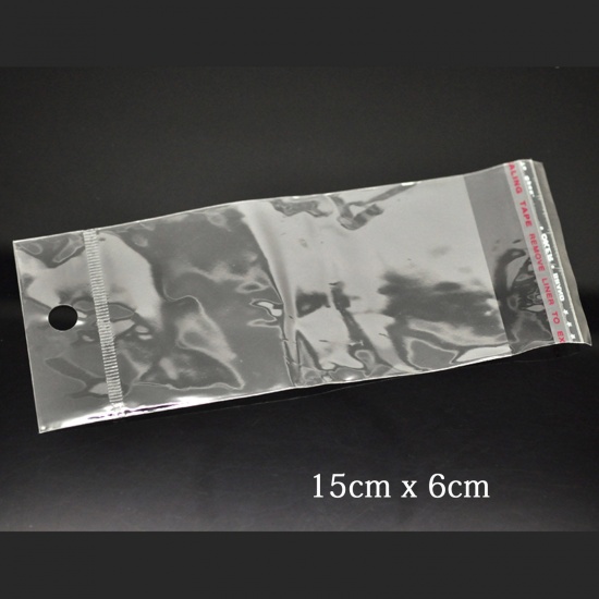 プラスチック製 接着ポリ袋 長方形 透明 (使用可能なスペース：10.5x6cm) 15cm x 6cm、 200 PCs の画像
