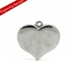 Picture of 304 Stainless Steel Blank Stamping Tags Charms Heart Silver Tone Roller Burnishing 17mm x 16mm, 10 PCs