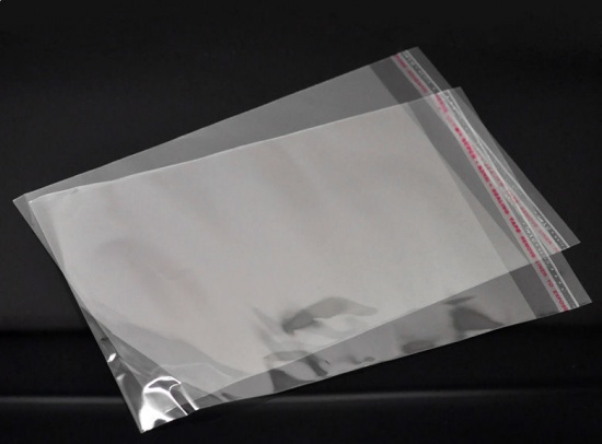Image de Sachet Pochette Autocollant en Plastique Rectangle Transparent (Espace Utilisable: 17cmx13cm) 20cm x 13cm, 100 PCs