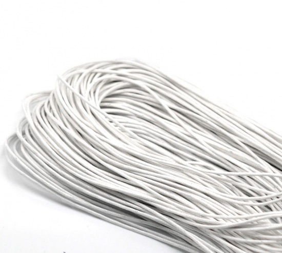 Picture of Cotton 80M(3149-5/8") White Waxed Cotton Cord 1.5mm for Bracelet/ Necklace
