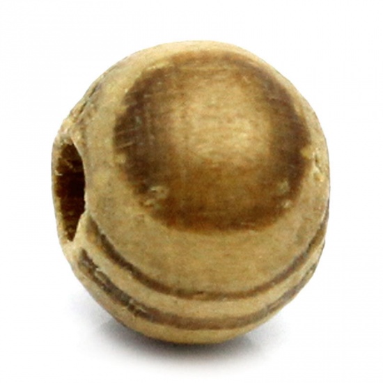 Imagen de Cuentas Madera de Ronda,Café,Cebra Raya 6mm Diámetro, Aguero: acerca de 2mm, 1000 Unidades