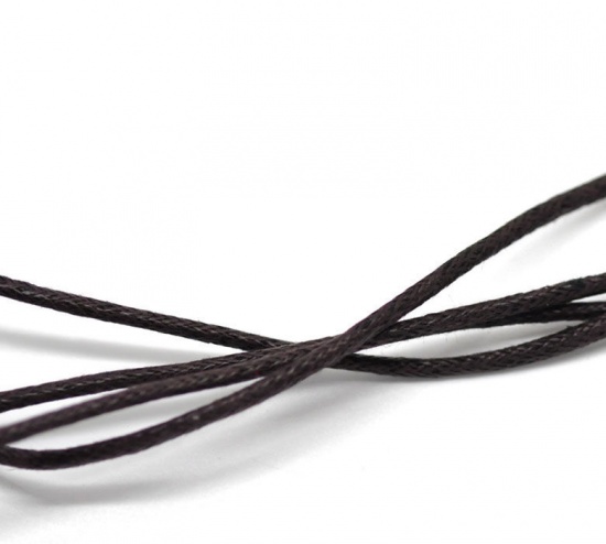 Picture of Cotton 80M(3149-7/8") Dark Coffee Waxed Cotton Cord 2mm for Bracelet/ Necklace