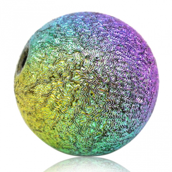 Picture of Acrylic Sparkledust Bubblegum Beads Ball Multicolor 14mm Dia., Hole: Approx 2.4mm, 50 PCs