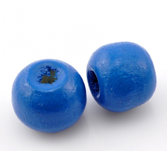 Immagine di Legno Separatori Perline Tondo Blu Nulla Disegno Circa 10mm x 9mm, Foro: Circa 3mm, 300 Pz