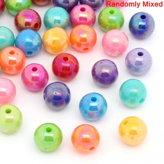 Picture of Acrylic Bubblegum Beads Ball At Random AB Color Polished About 8mm Dia, Hole: Approx 2.5mm, 300 PCs