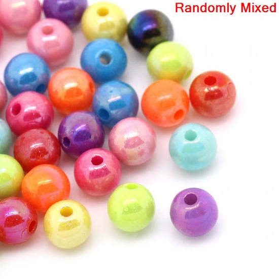 Picture of Acrylic Bubblegum Beads Ball At Random AB Color Polished About 6mm Dia, Hole: Approx 1.9mm, 500 PCs