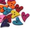 Picture of Wood Sewing Buttons Scrapbooking 2 Holes Heart At Random 21mm(7/8") x 17mm( 5/8"), 100 PCs