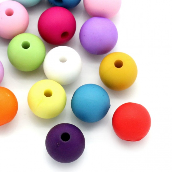 Picture of Acrylic Opaque Bubblegum Beads Round At Random About 10mm Dia, Hole: Approx 2mm, 100 PCs