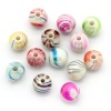 Picture of Acrylic Bubblegum Beads Ball At Random AB Color Stripe Pattern About 8mm Dia, Hole: Approx 1.5mm, 300 PCs