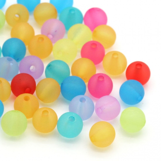 Picture of Frosted Acrylic Bubblegum Beads Ball At Random About 8mm Dia, Hole: Approx 1.5mm, 300 PCs