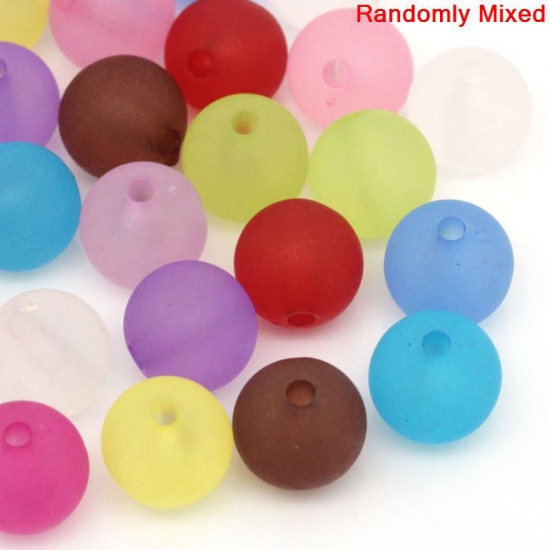 Picture of Acrylic Bubblegum Beads Ball At Random Frosted About 12mm Dia, Hole: Approx 2.3mm, 100 PCs