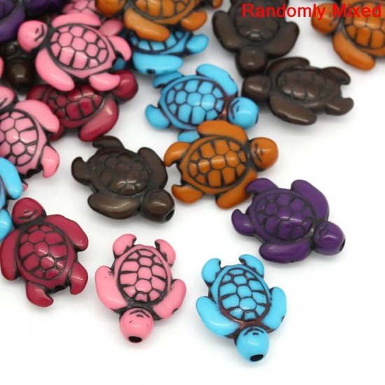 Picture of Ocean Jewelry Acrylic Bubblegum Beads Tortoise Animal At Random About 18mm x 15mm, Hole: Approx 1.8mm, 100 PCs