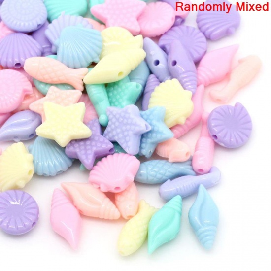 Picture of Pastel Acrylic Bubblegum Beads Underwater World At Random About 17mm x 7mm-12mm x 11mm, Hole: Approx 1.5mm, 300 PCs