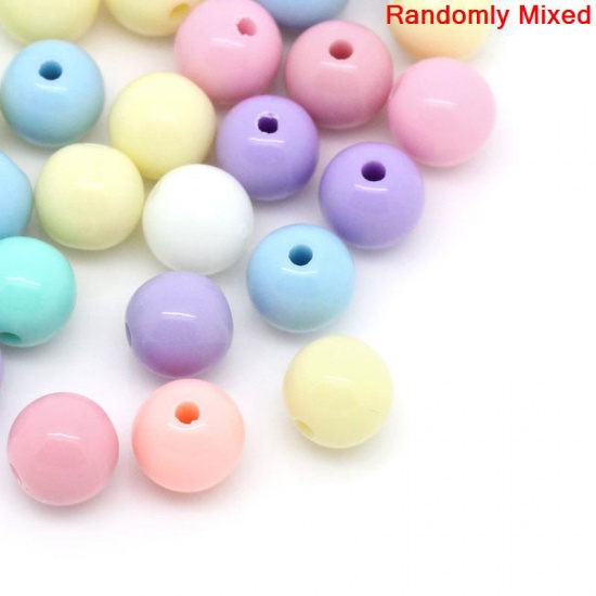 Picture of Pastel Acrylic Bubblegum Beads Round At Random About 8mm Dia, Hole: Approx 1.6mm, 300 PCs